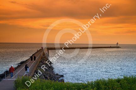 Breakwater structure in Agate Bay on Lake Superior located in Two Harbors, Minnesota, USA.