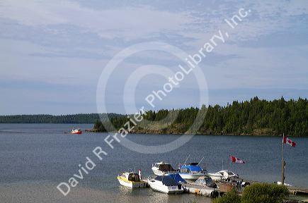 Boats docked at Rossport, Ontario, Canada.