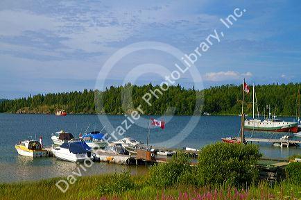 Boats docked at Rossport, Ontario, Canada.