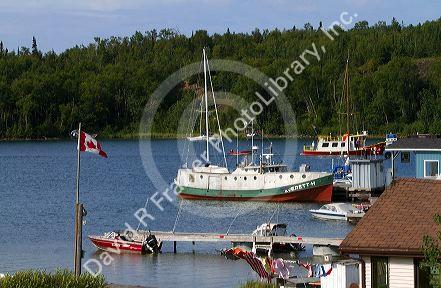 Boats docked at Rossport, Ontario, Canada.