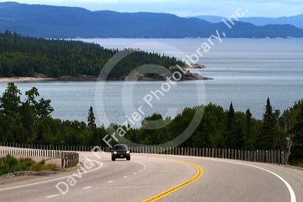 Highway 17 along Lake Superior east of Marathon, Ontario, Canada.