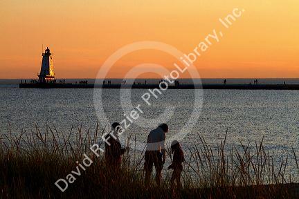 The Ludington Light at the end of the breakwater on the Pere Marquette Harbor located in Ludington, Michigan, USA.