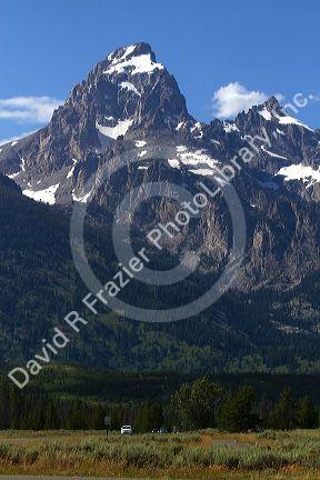 Scenic view of the Teton Range inside Grand Teton National Park located in northwestern Wyoming, USA.