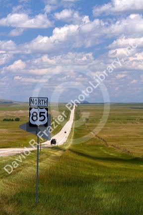 Highway 85 north road sign, South Dakota, USA.