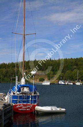 Boats docked at Rossport, Ontario, Canada.