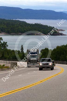 Highway 17 along Lake Superior east of Marathon, Ontario, Canada.
