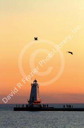 The Ludington Light at the end of the breakwater on the Pere Marquette Harbor located in Ludington, Michigan, USA.
