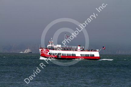 The Harbor Queen vessel is part of the Red and White Fleet that provides San Francisco Bay cruises at San Francisco, California, USA. 