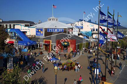 Storefronts on Pier 39 in San Francisco, California, USA.