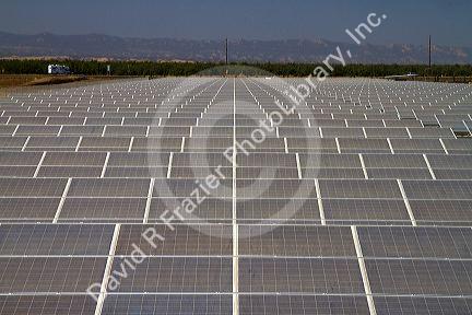 Solar panels create energy used for powering the rice dryer at California Family Foods in Arbuckle, California, USA.
