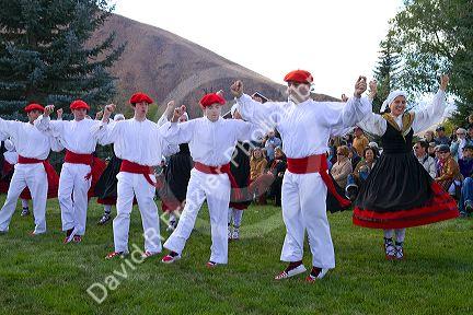 The Oinkari Basque Dancers perform at the Trailing of the Sheep Festival in Hailey, Idaho, USA.