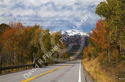State Highway 75 passing over Galena Summit along the Sawtooth Scenic Byway near Ketchum, Idaho, USA.