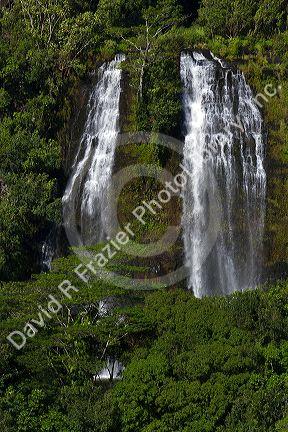 'Opaeka'a Falls located on the Wailua River in Wailua River State Park on the eastern side of the island of Kauai, Hawaii, USA.