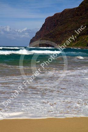 Polihale Beach and State Park located on the western side of the island of Kauai, Hawaii, USA.