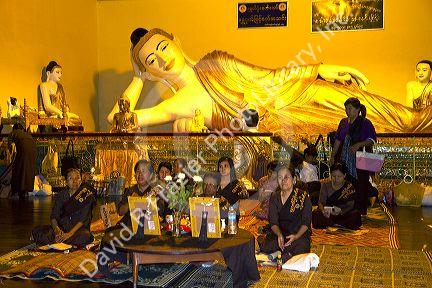 Laying buddha at the Shwedagon Paya located in (Rangoon)Yangon, (Burma) Myanmar.