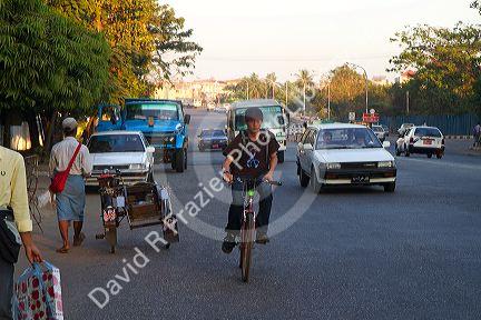 Street scene in (Rangoon) Yangon, (Burma) Myanmar.