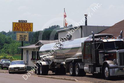 A milk truck a cheese factory in Wisconsin.