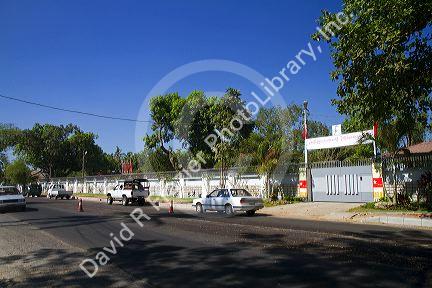 Gated entrance to the residence of Burmese opposition politician Aung San Suu Kyi in (Rangoon) Yangon, (Burma) Myanmar.