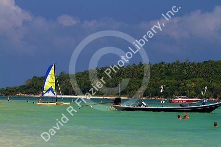 Chaweng beach and the Gulf of Thailand on the island of Ko Samui, Thailand.