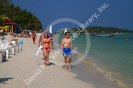 Chaweng beach and the Gulf of Thailand on the island of Ko Samui, Thailand.