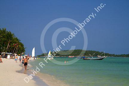 Chaweng beach and the Gulf of Thailand on the island of Ko Samui, Thailand.