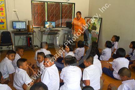 Children attend a Thai elementary school on the island of Ko Samui, Thailand.
