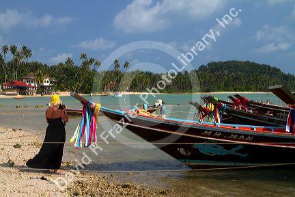 Fishing boats in the Gulf of Thailand on the island of Ko Samui, Thailand.