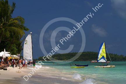 Catamarans in the Gulf of Thailand at Chaweng beach on the island of Ko Samui, Thailand.