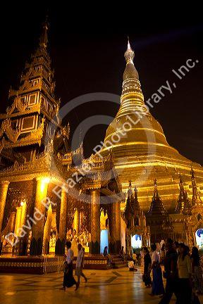 The Shwedagon Paya located in (Rangoon)Yangon, (Burma) Myanmar.