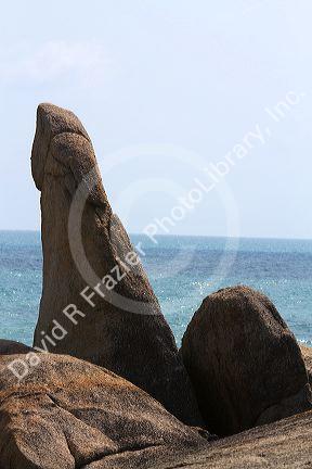 Grandfather rock located at the south end of Lamai beach on the island of Ko Samui, Thailand.