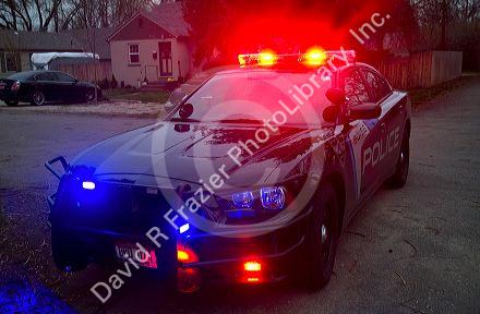 Police car responding to an emergency in Boise, Idaho, USA.