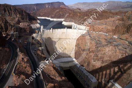 The Hoover Dam located in the Black Canyon of the Colorado River on the border between Arizona and Nevada, USA.