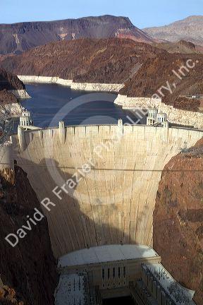 The Hoover Dam located in the Black Canyon of the Colorado River on the border between Arizona and Nevada, USA.