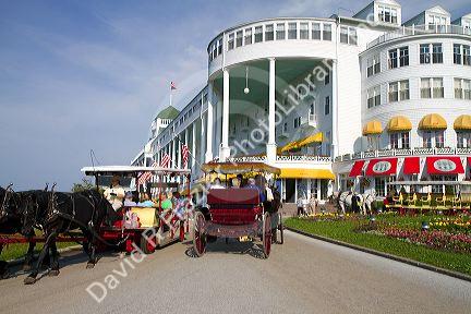 The Grand Hotel on Mackinac Island located in Lake Huron, Michigan, USA.
