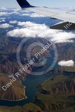 Aerial view of Arrowrock Reservoir near Boise, Idaho, USA.