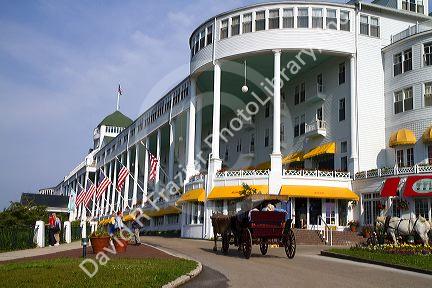 The Grand Hotel on Mackinac Island located in Lake Huron, Michigan, USA.