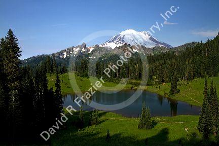 Tipsoo Lake and Mount Rainier at Mount Rainier National Park, Washington, USA.