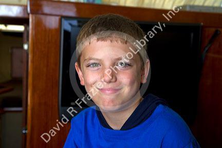 Portrait of an eight year old boy in Florida, USA. MR