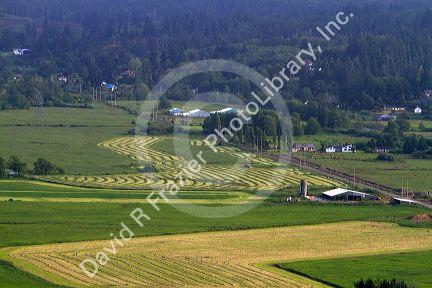 View of farmland from Coxcomb Hill at Astoria, Oregon, USA.