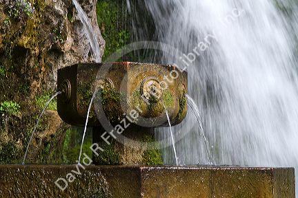 Spring water fountain at the Holy Cave of Covadonga located in Asturias, northern Spain.