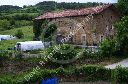 Farm along the Camino De Santiago, the Way of St. James pilgrimage route, Zubiri, Navarra, Spain.