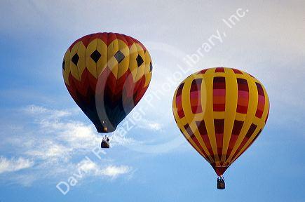 Hot air balloons in the sky.