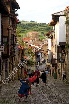 Walking street in the village of Santillana del Mar, Cantabria, Spain.