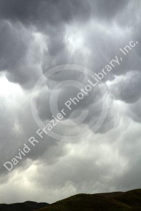 Mammatus clouds telling of an extreme weather system near Horseshoe Bend, Idaho, USA.