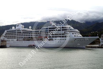 Pacific Princess cruise ship docked at Papeete, Tahiti, French Polynesia.