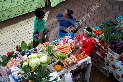 The Papeete Market on the island of Tahiti, French Polynesia.