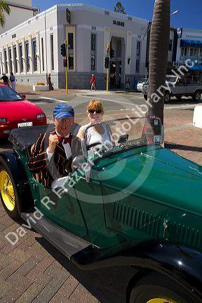 1930's vintage car during the Tremains Art Deco Weekend at Napier in the Hawke's Bay Region, North Island, New Zealand.