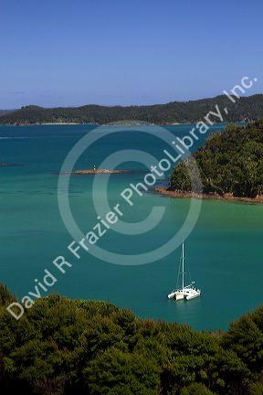 View of Bay of Islands in the Northland Region, North Island, New Zealand.