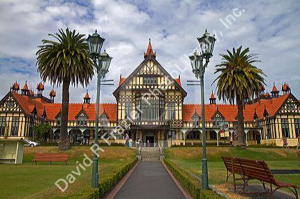 The Rotorua Museum of Art and History located in the Government Gardens in Rotorua, Bay of Plenty, North Island, New Zealand.