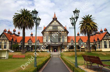 The Rotorua Museum of Art and History located in the Government Gardens in Rotorua, Bay of Plenty, North Island, New Zealand.